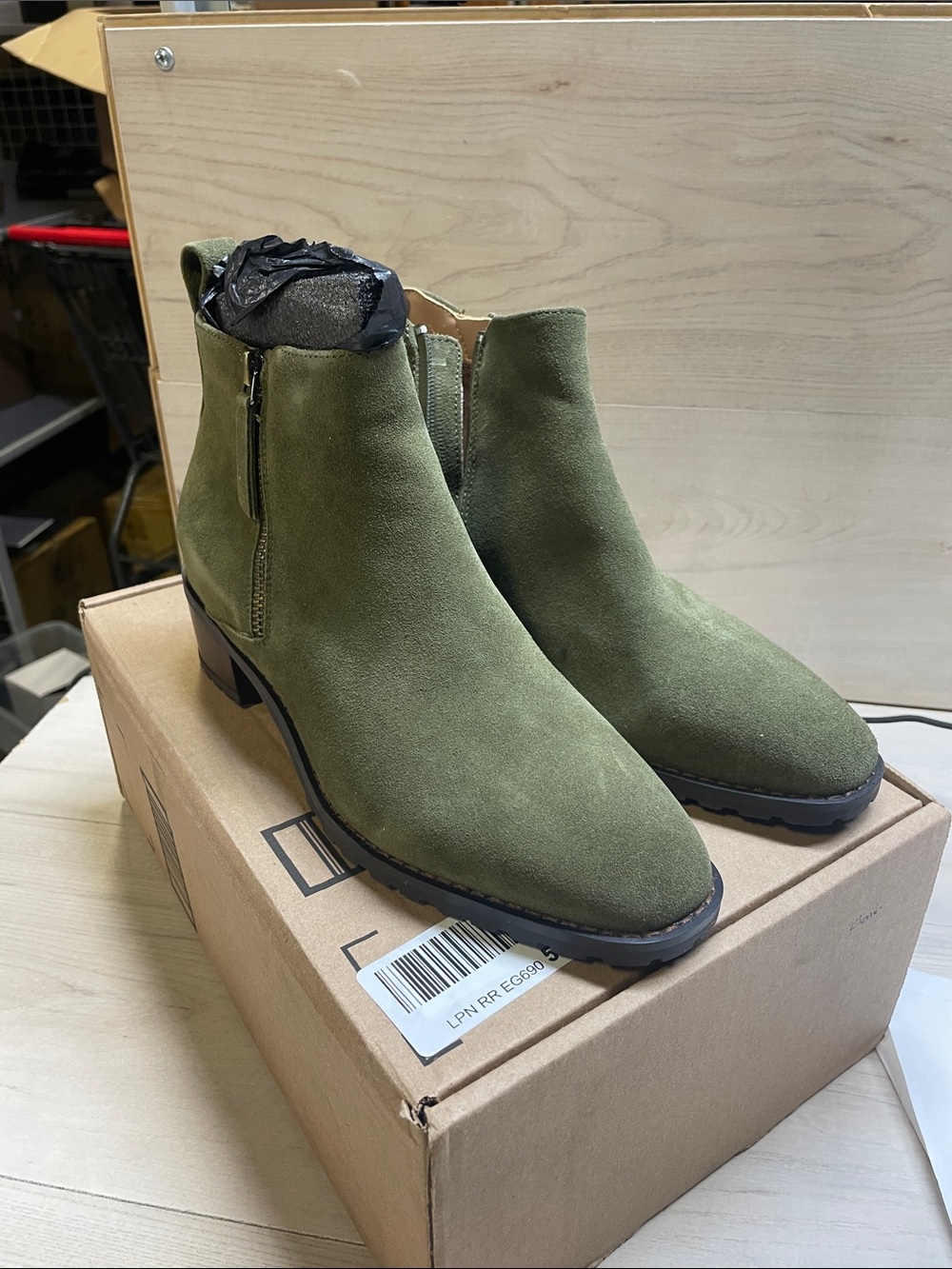 Blondo Olive Suede Ankle Booties with Side Zip #618